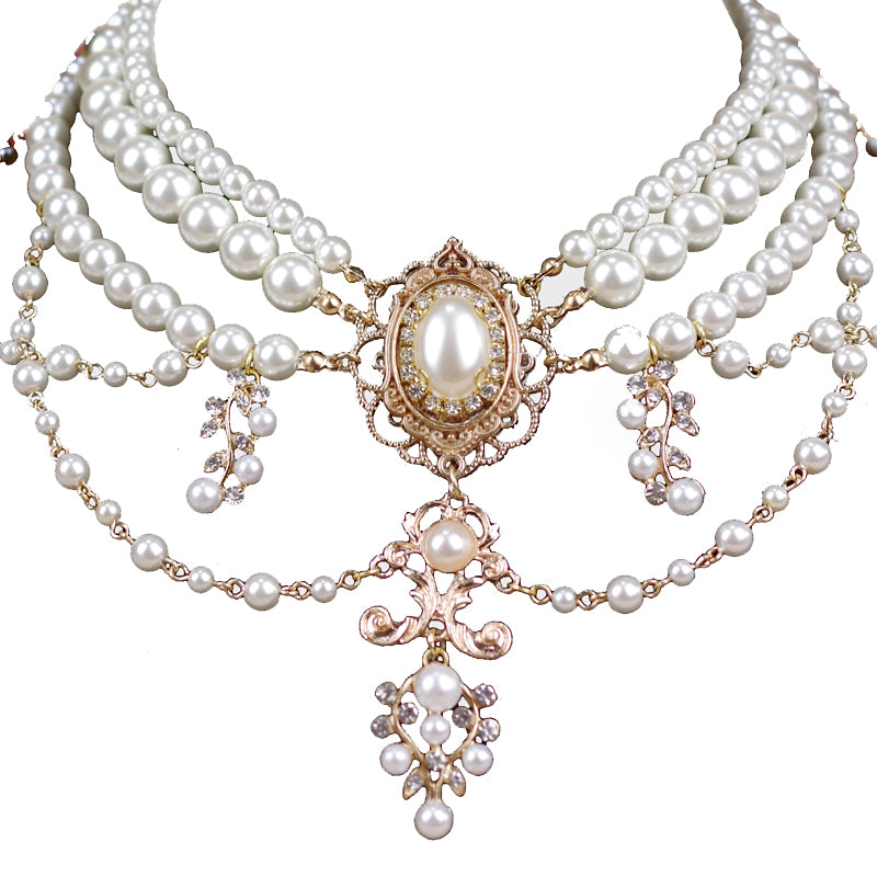 Rose of Sharon~ Baroque Layered Pearl Lolita Necklace 1662:48011