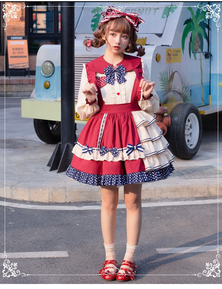 Eieyomi~Fruity Bear~Sweet Polka Dot Casual Lolita Set   