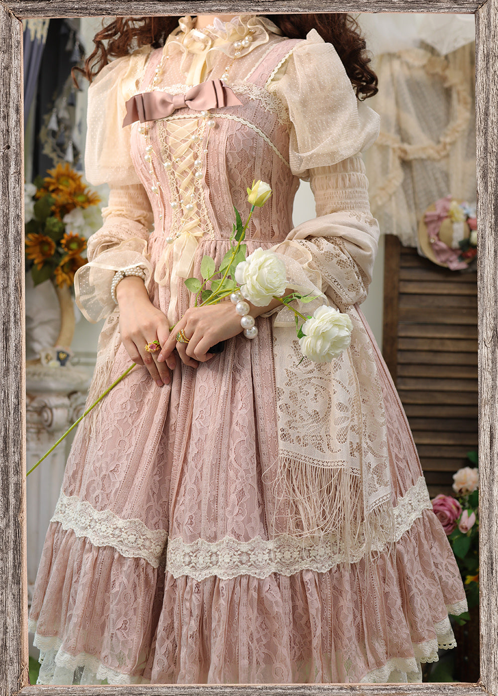 Miss Point - Woody Rose - Retro Classic Lolita JSK XS Pink