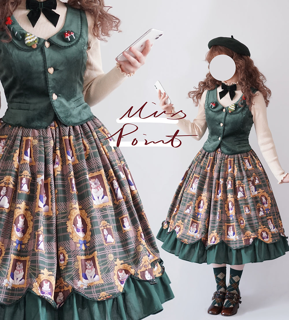 Miss Point~Christmas Preppy Style Velvet Lolita SK Vest Set 3690:22649