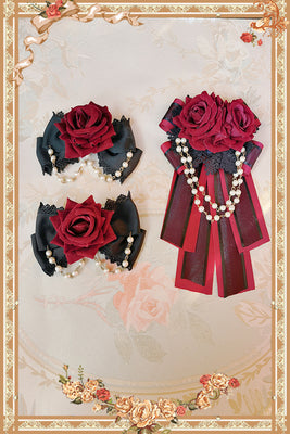 Infanta - Midnight Magic - Gothic Lolita JSK Dress S black and red clips+headwear