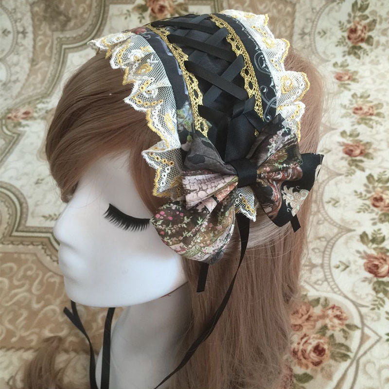 (Buy for me) ZhiJinYuan~Sweet Lolita Lace Bow Hairband Multicolors   