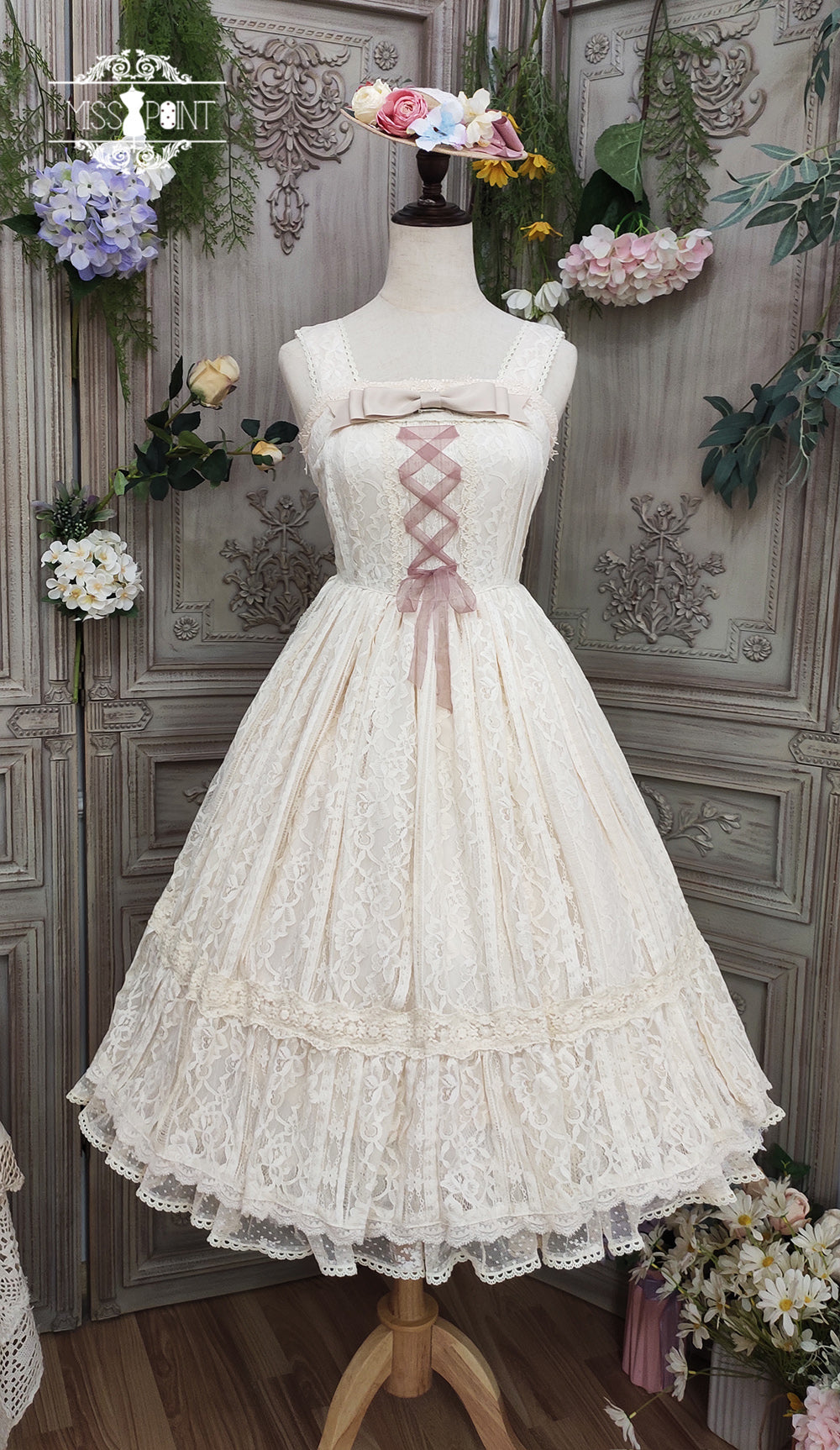 Miss Point - Woody Rose - Retro Classic Lolita JSK (2XL L M S XL XS / Apricot) 354:63081