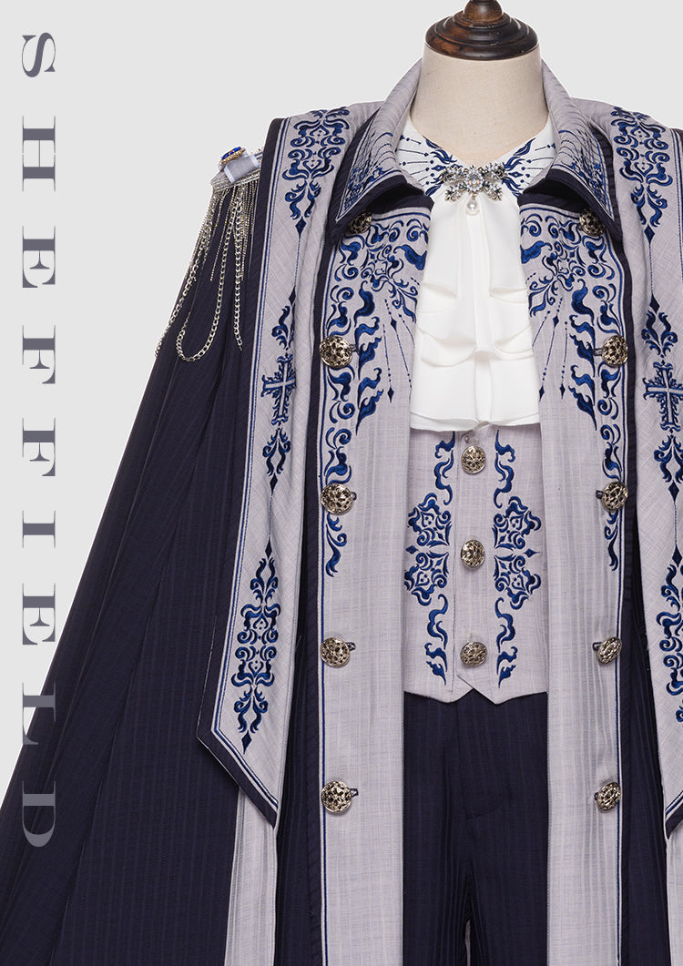 Youpairui - Sheffield - British Military Navy Blue Ouji Lolita Set
