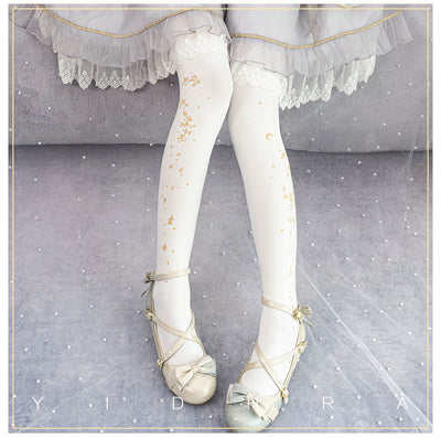 (Buy for me) Yidhra~120D Flower Pattern Velvet Lolita Tights free size white 