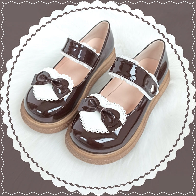 Lixing Luo - Cute Milkmaid Round Toe Multicolor Lolita Shoes 34 dark brown