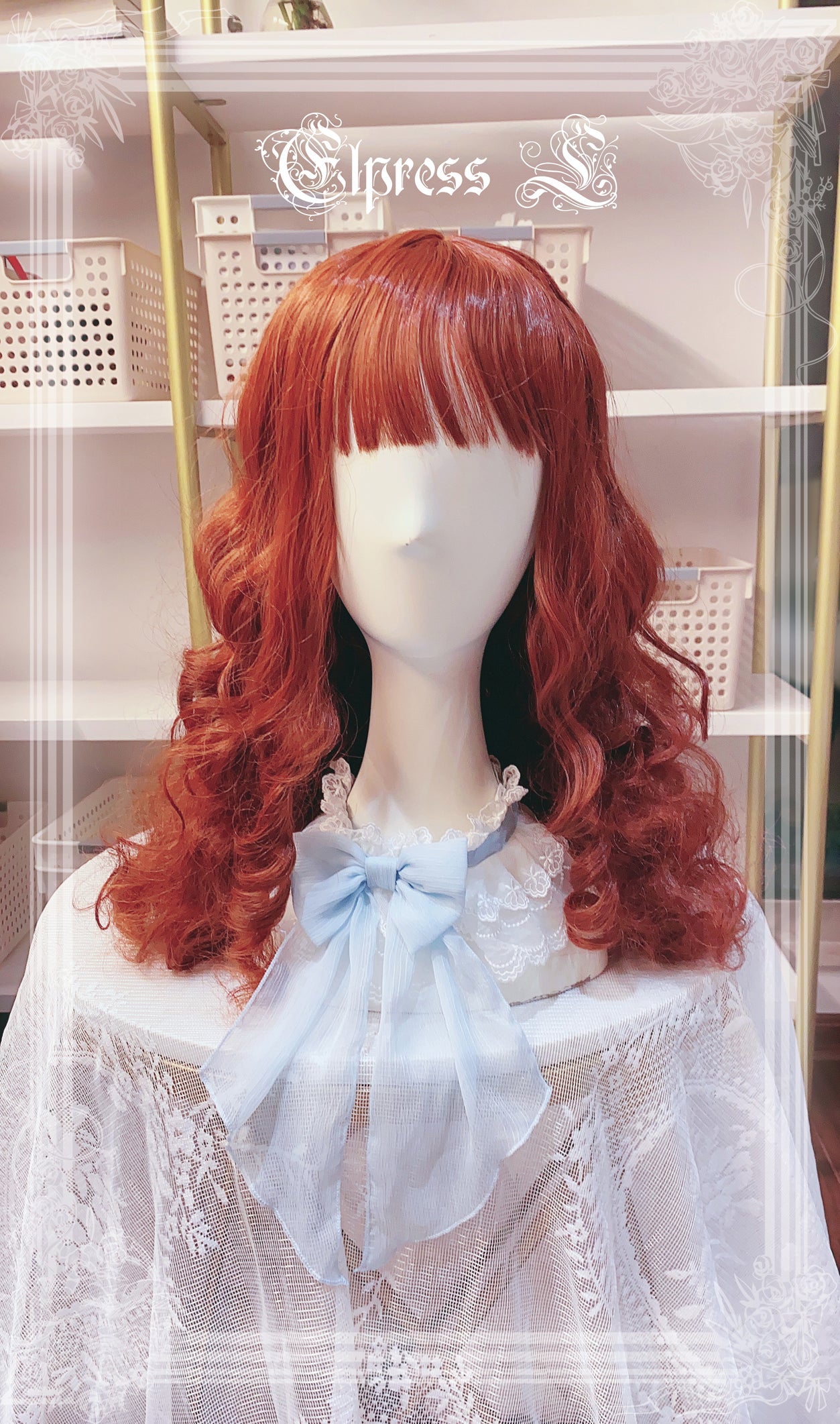 Elpress L~3D Flower Lolita Hairband Cuff Brooch Multicolors blue choker (blue / choker) 2992:30411
