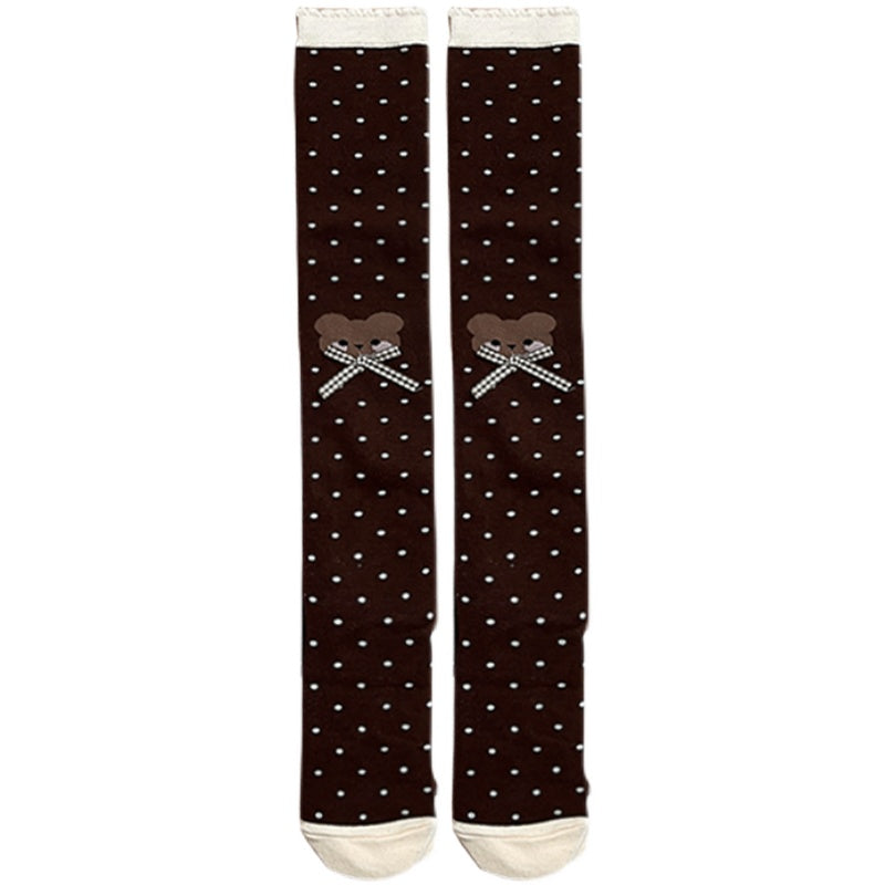 Roji roji - Bear Dots Bow Cotton Lolita Thigh Stockings