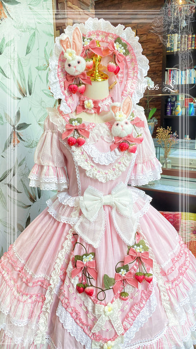 Elpress L~Cheese Berry~Kawaii Sweet Lolita Strawberry OP S cheese pink 
