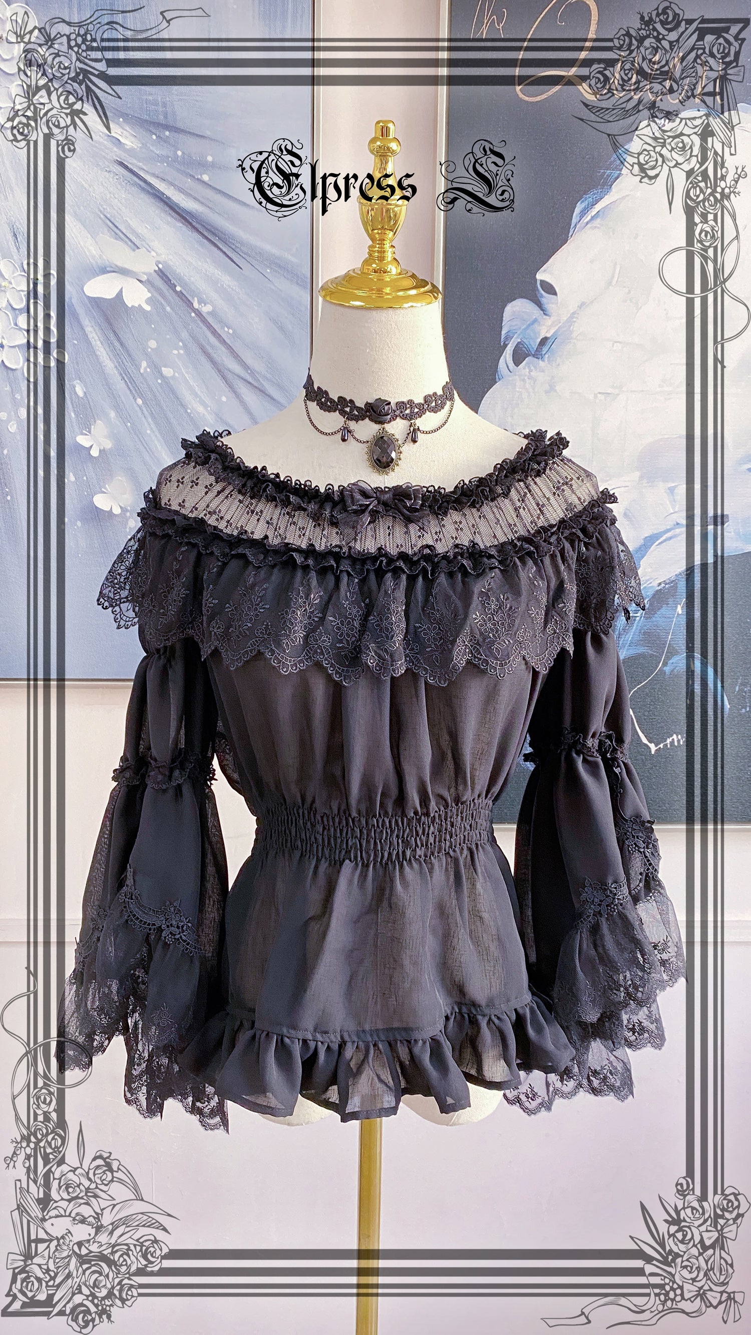 Elpress L - Universal Black White Chiffon Lolita Blouse One Size white
