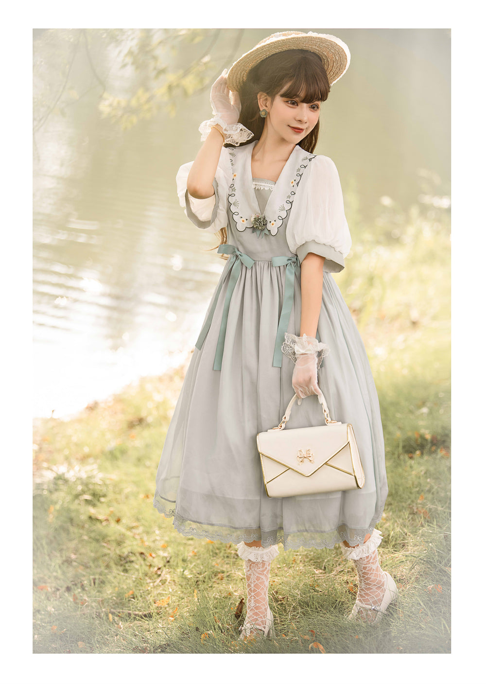 EESSILY~Afternoon Courtryard~Kawaii Lolita Summer Embroidery OP 8320:130902