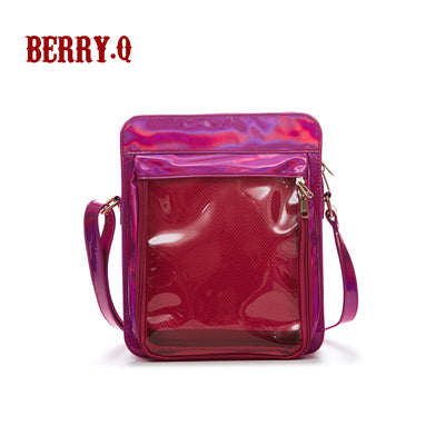 BerryQ - Casual Lolita Transparent Crossbody Ita Bag laser pink