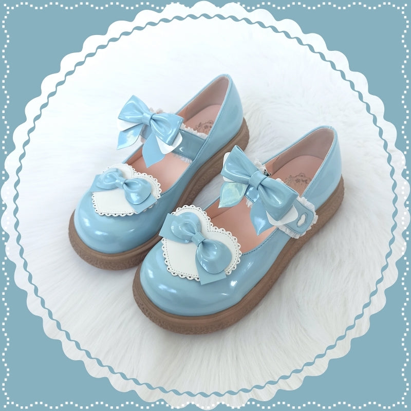 Lixing Luo - Cute Milkmaid Round Toe Multicolor Lolita Shoes 34 light blue