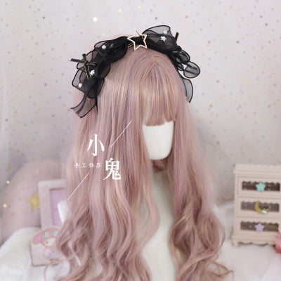 Xiaogui - Daily Lolita KC, Bow Pearl Headband Black