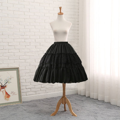 Your Princess - Lolita Adjustable Puffy Petticoat, Fishbone Support One Size Black / 21.7" (55 cm)
