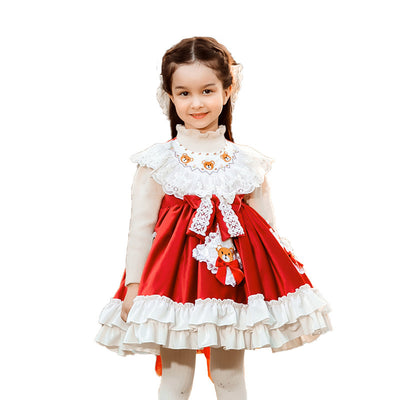 Red Kid Lolita Autumn Princess Dress red 80cm 