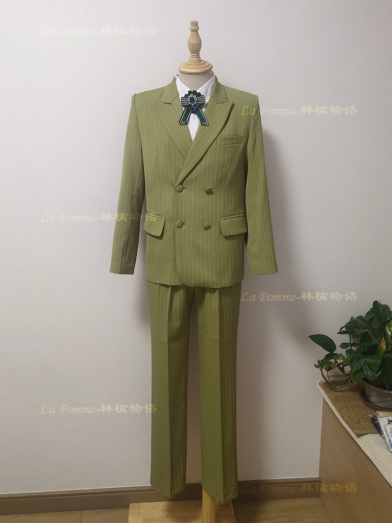 La Pomme - Ouji Lolita Stripe Suit Multicolor Custom Size M pea green (note us you prefer shorts or pants)