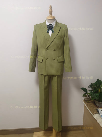 La Pomme~Ouji Lolita Stripe Suit Multicolor Custom Size M pea green 