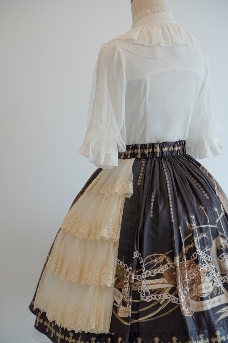 Krncrlo - Braver's Battle - Classic Lolita Patchwork Printed Skirt