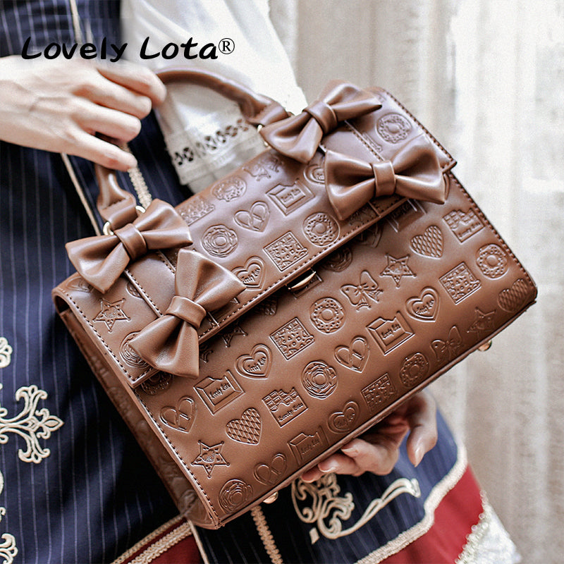 Lovelylota - Sweet Heart Embossed Chocolate Lolita Bag coffee-pre order