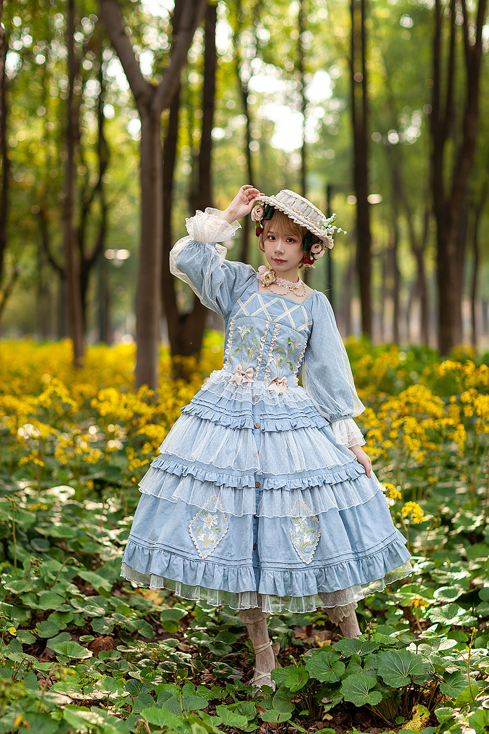 Infanta - Melaleuca Lily - Embroidery Country Lolita Blouse and Skirt