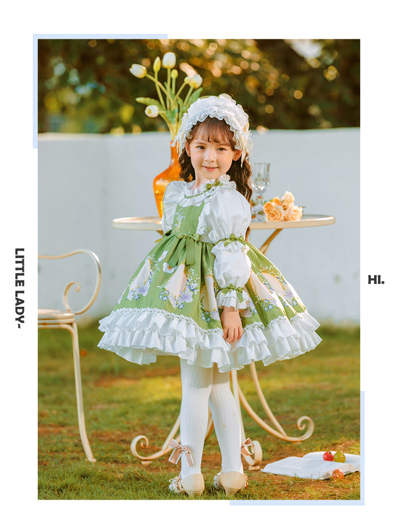 New In Autumn Kid Lolita Fashion Dress green 120cm 