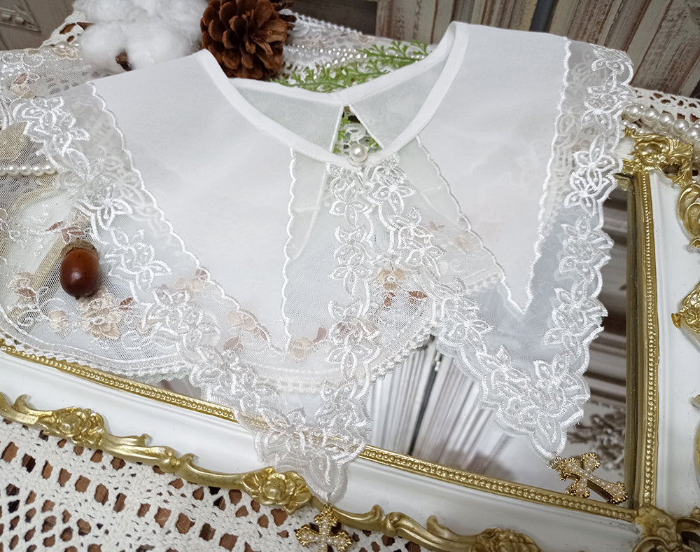 Miss point - Rose Silhouette - Lace Bow KC Lolita Accessories embroidery cross fake collar