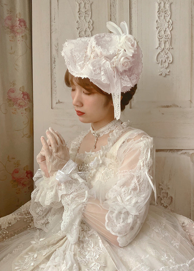 Sweet Wood - Secret Garden In Midsummer - Lolita Bonnet, Necklace, Accessory light pink normal bonnet