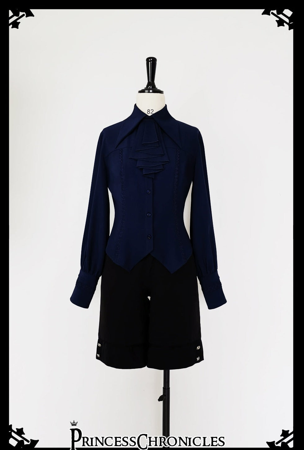 Princess Chronicles - Black and Blue - Retro Ouji Lolita Shirt 4420:11833