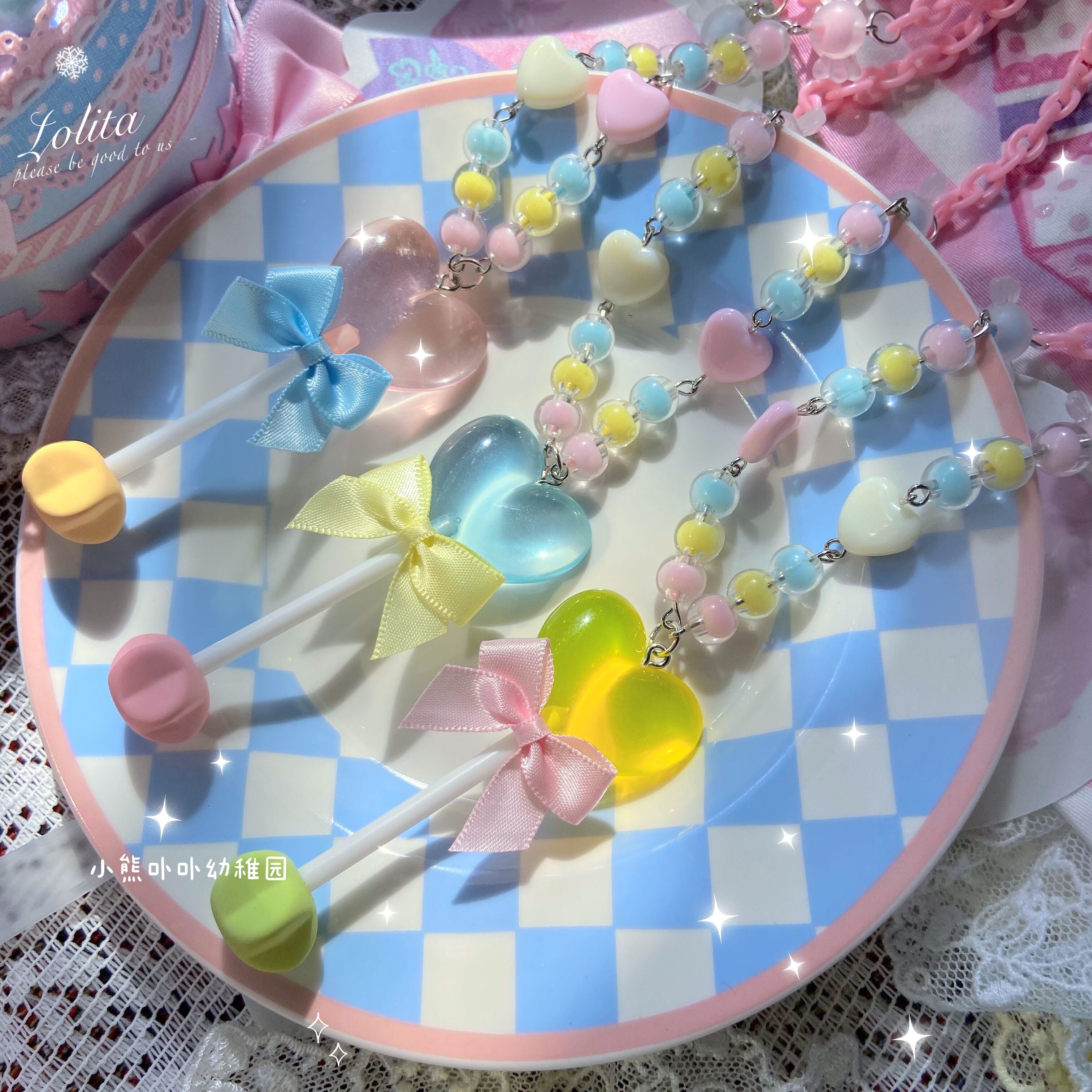 Bear Doll - Sweet Lolita Bow Heart-Shaped Sweater Chain