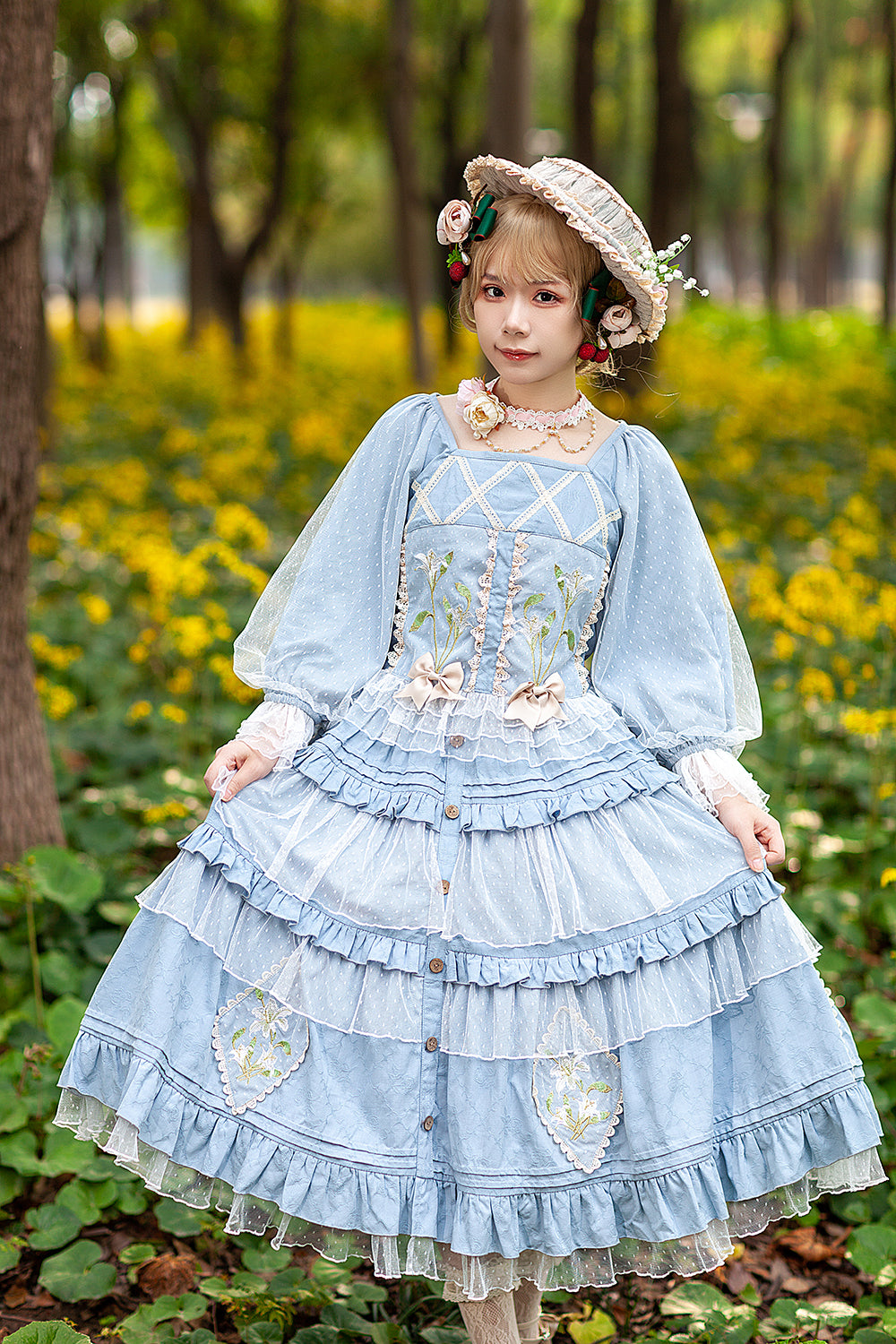 Infanta - Melaleuca Lily - Embroidery Country Lolita Blouse and Skirt