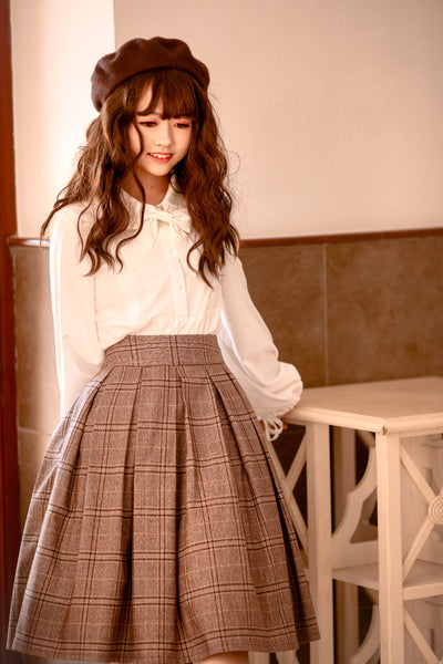 (BuyForMe)Helianseth~Elegant Plaid Lolita SK JSK Dress S brown&red plaid SK 