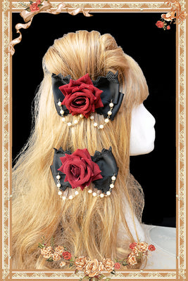 Infanta - Midnight Magic - Gothic Lolita JSK Dress S black and red clips