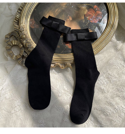 WAGUIR~Balletic Cotton Bow Short Socks black free size 