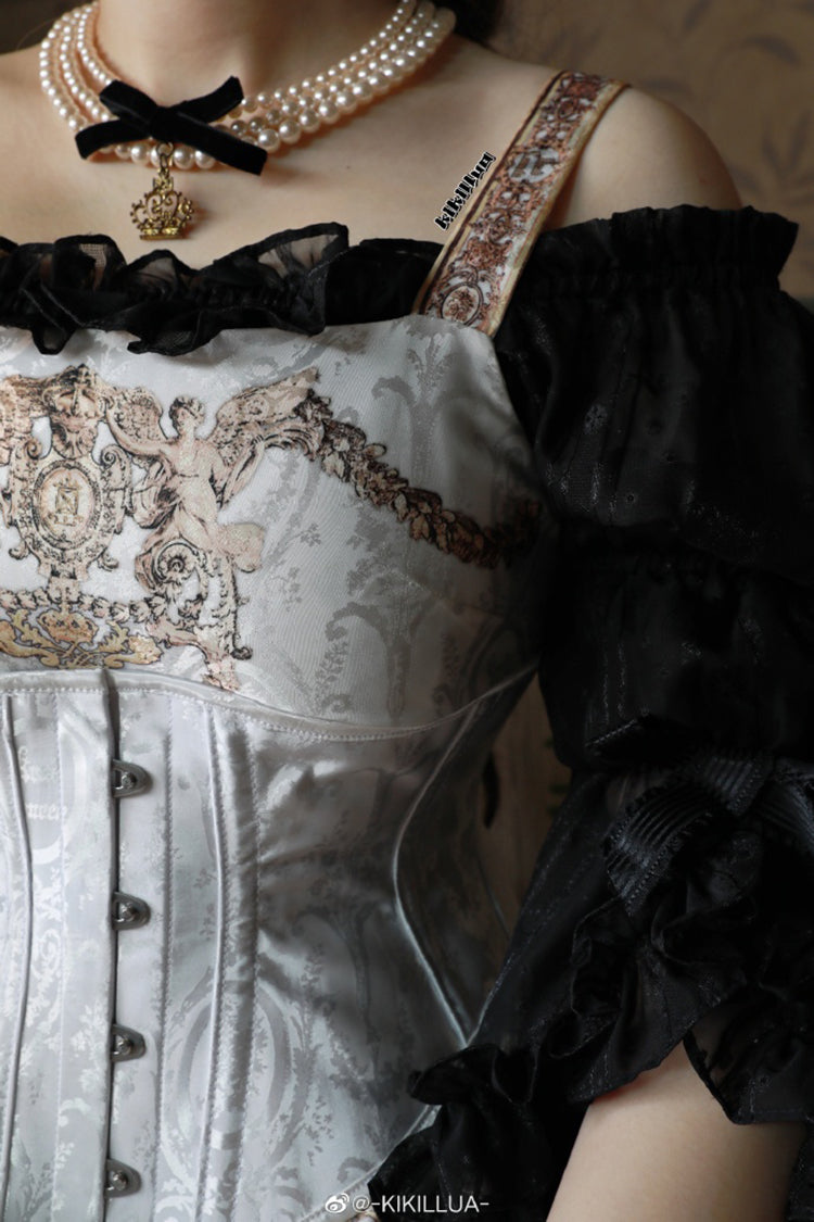 Krad Lanrete~Echoes of Versailles~Vintage Lolita Bodice French Style Multicolors Lolita Corset   