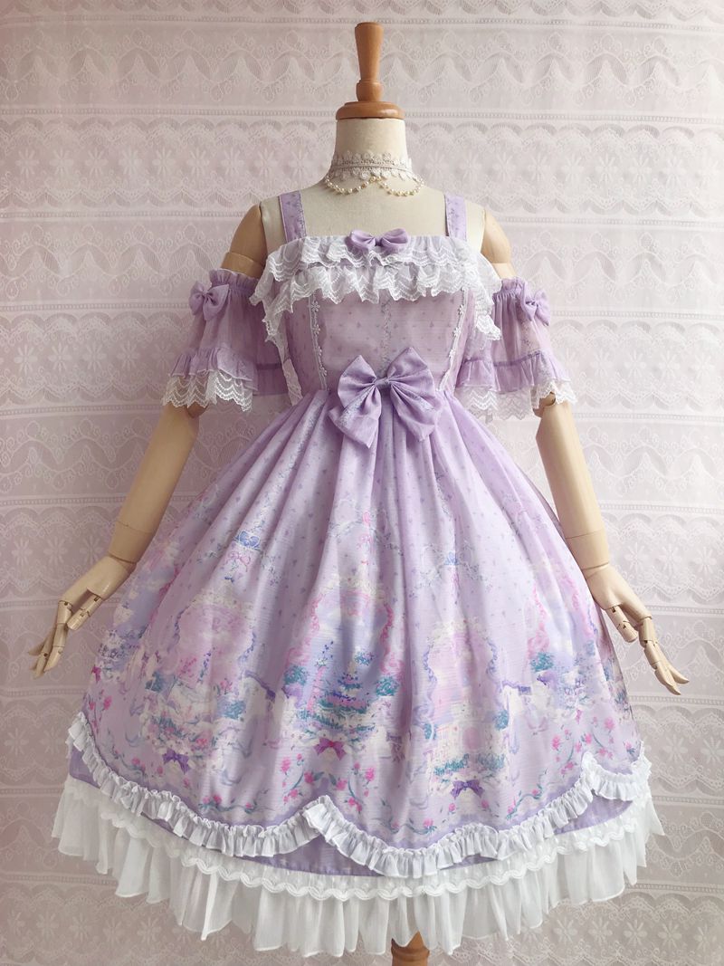 Yilia - Unicorn's Secret Garden Summer Lolita JSK Dress XS light purple