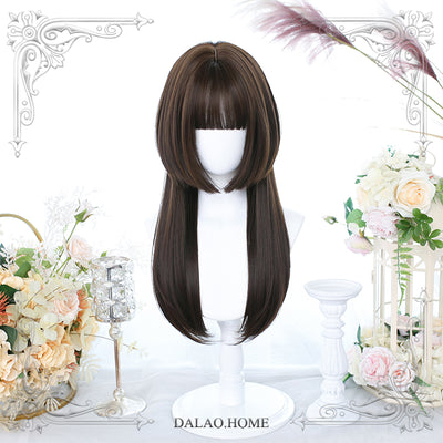 Dalao Home~Lolita Cute 60cm Straight Wig Multicolors free size dark brown(3-13) 