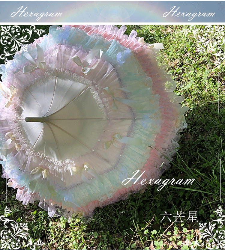 Hexagram~Sweet Rainbow Color Lolita Parasol   
