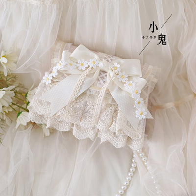 Xiaogui~Elegant Lolita Bag Daisy Pearl Chain Lace Handbag   
