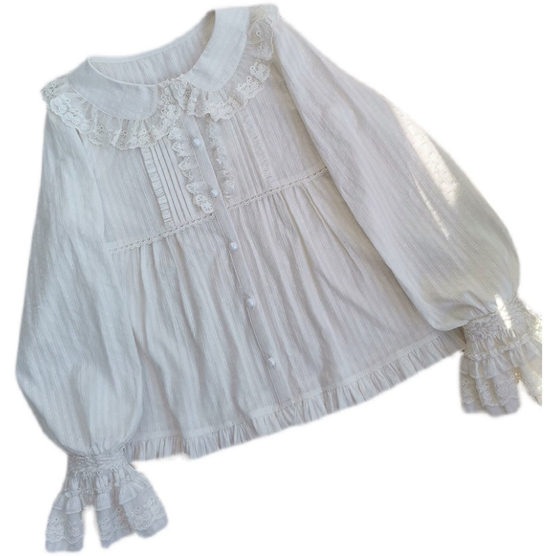 Yilia - Long Sleeve Lovely Lolita Cotton Blouse