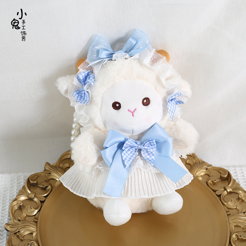 Xiaogui - Kawaii Sheep-shape Handmade Lolita Bag light blue handheld pearl chain(40cm)