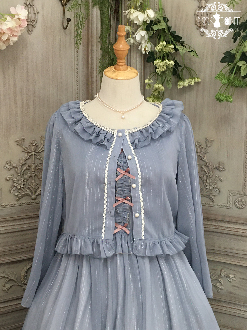 Miss point - Rhine Riverside - Summer Lolita Cardigan S grey blue