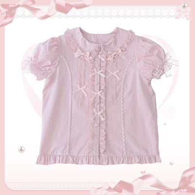 (Buy for me) The Seventh Doll~Sweet Doll Lolita Cotton Jumper Dress S pink & pink blouse 