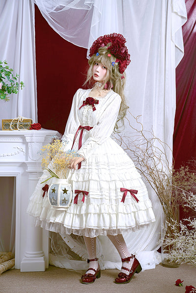 (Buy for me) Dawn and Morning~Rozen Maiden~Elegant Lolita Jumper Dress 2XL white long sleeve blouse 