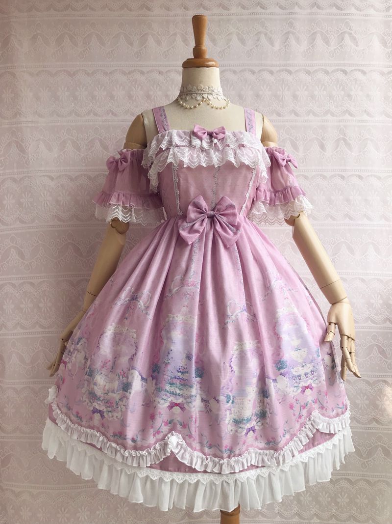 Yilia - Unicorn's Secret Garden Summer Lolita JSK Dress XS pink