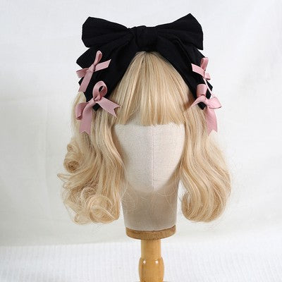 Xiaogui - Four O'clock Flower - Cotton Doll-like Lolita Headdress black and pink toothed headband