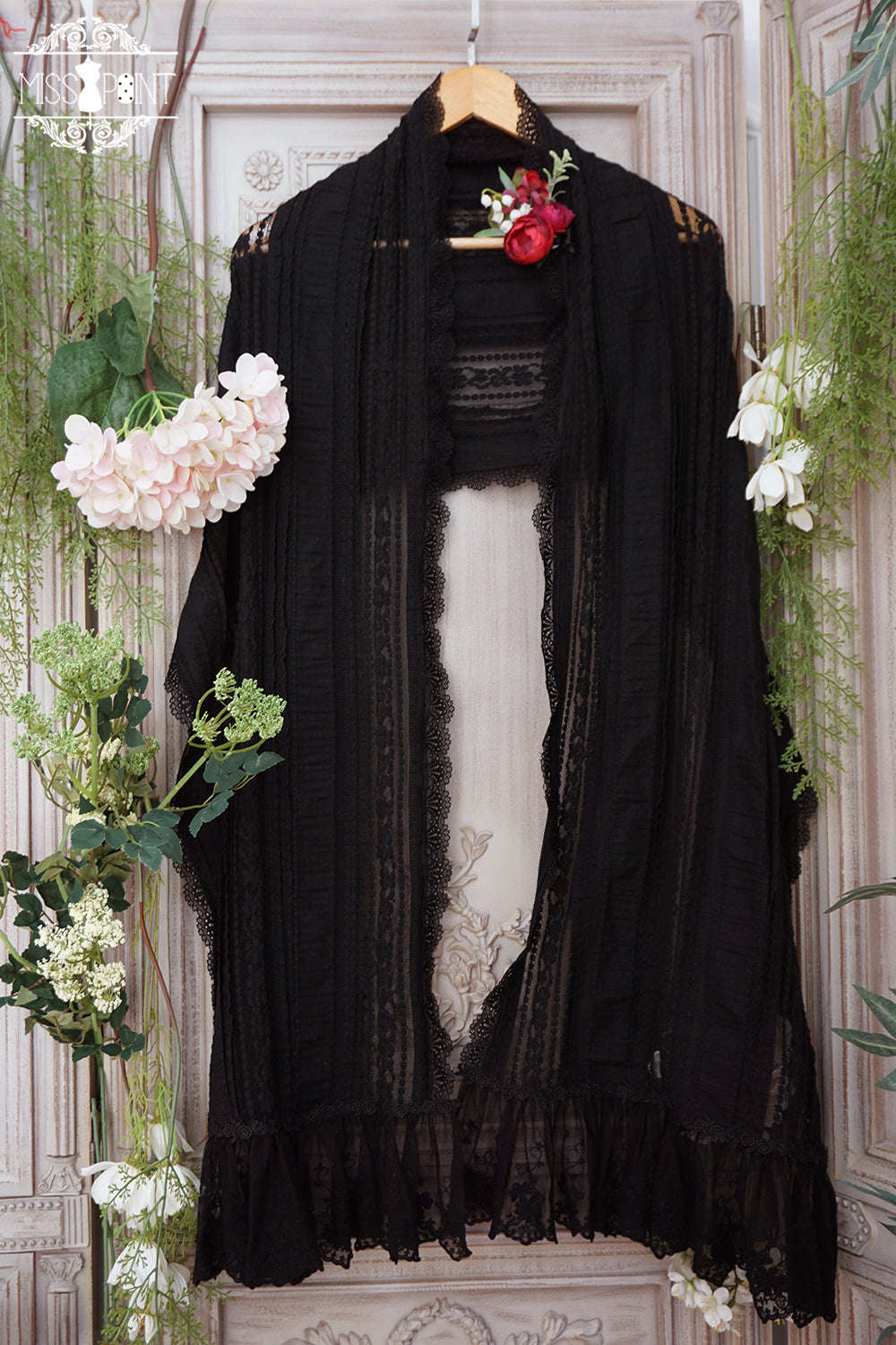 Miss point - Sally's Garden - Lace Cotton Lolita Shawl black