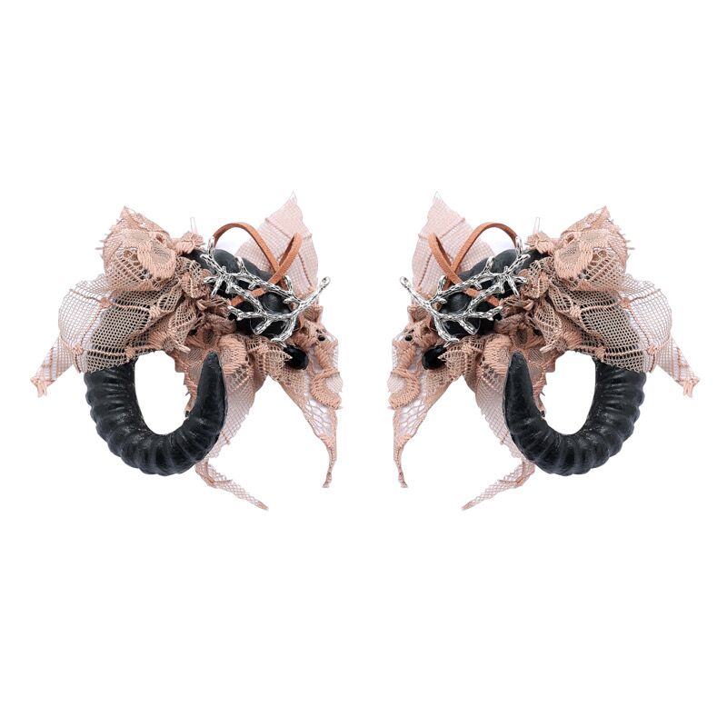 Blood Supply~Gothic Lolita Headdress Dead Leaves Butterfly Lace free size horn headdress 