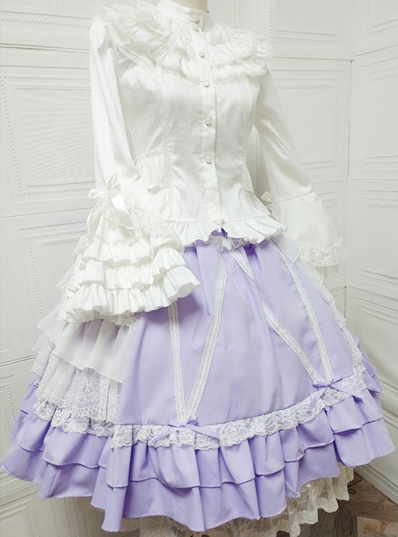 Sweet Angel - No.165 - Classic Lolita Blouse & SK S Light Violet SK