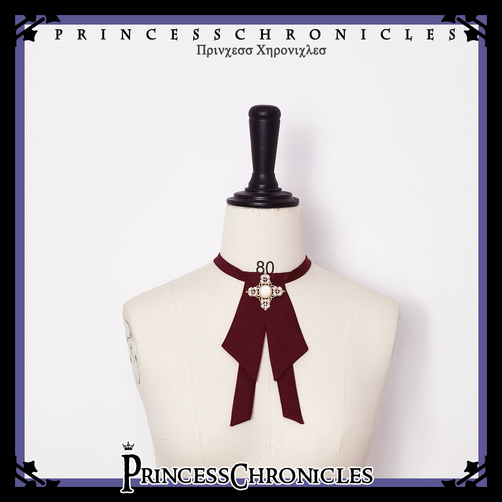 Princess Chronicles - Floating Phantom - Ouji Fashion Shirt S wine red bow tie (in-stock)